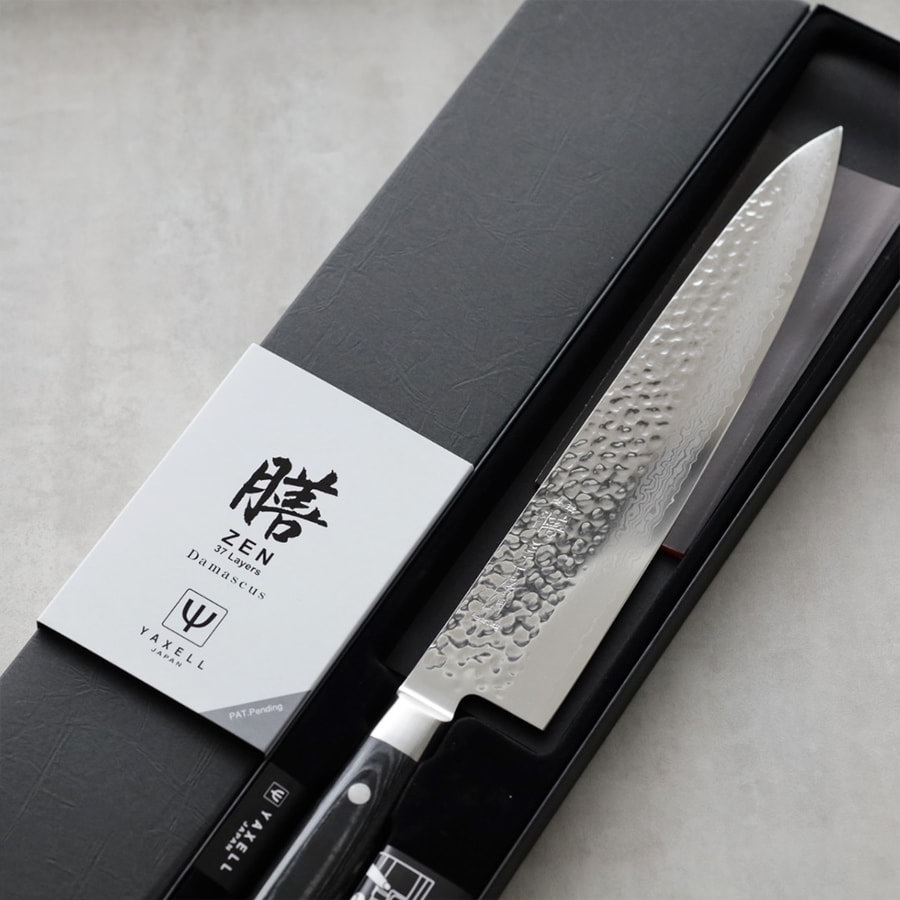 yaxell-zen255-3-1 YAXELL 膳 牛刀 255mm VG10 槌目