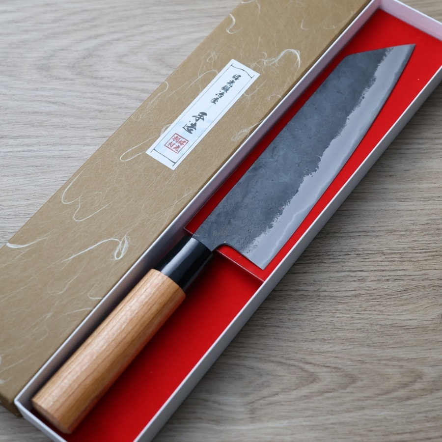 好光 切付牛刀 190mm 白紙鋼 黑打 櫻桃木柄:圖片 2