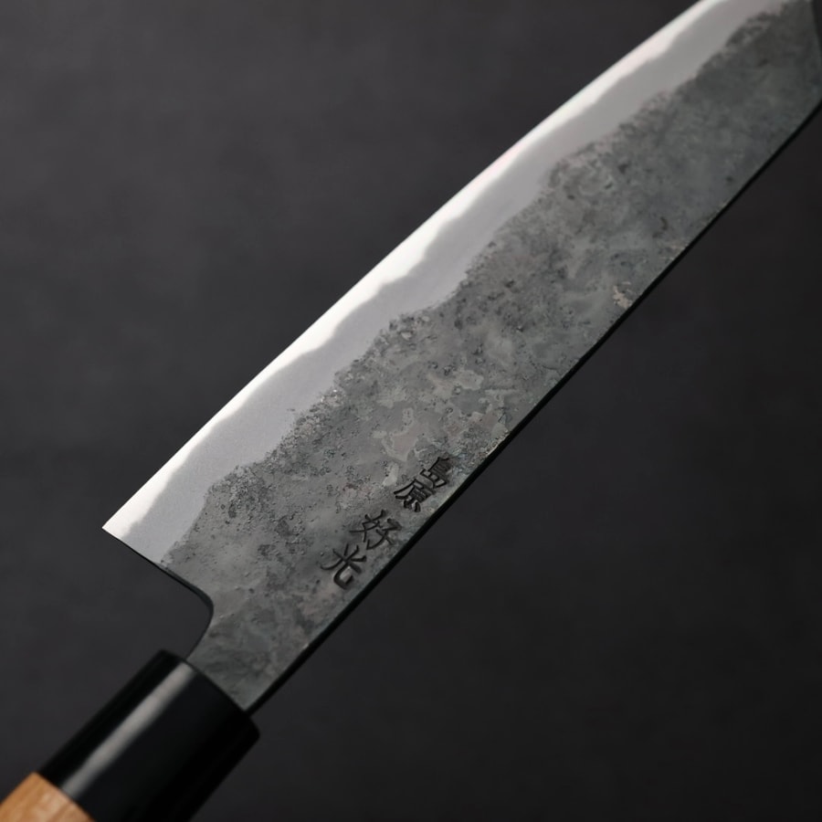 好光 切付牛刀 190mm 白紙鋼 黑打 櫻桃木柄:圖片 4