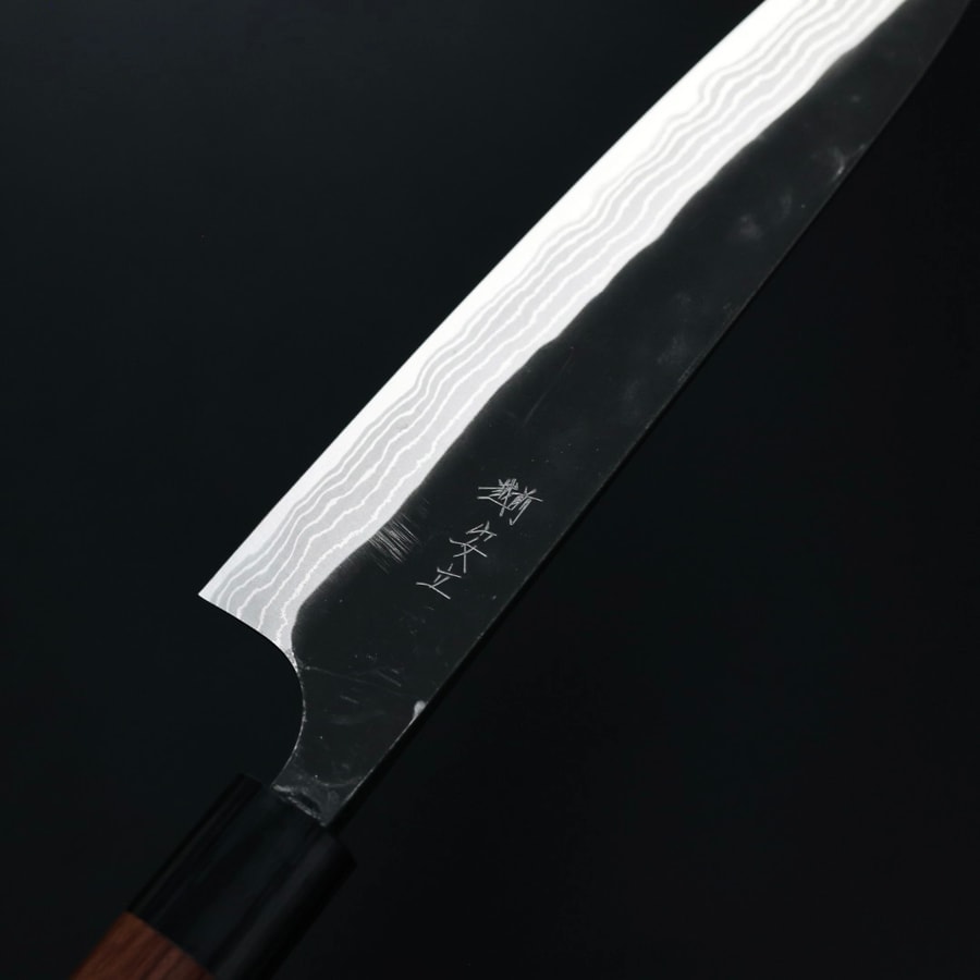 安立打刃物 牛刀 210mm 白紙鋼 黑打 墨流:圖片 5