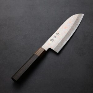 日野浦刃物 味方屋 三德 165mm<br>青紙鋼 有色大馬士革