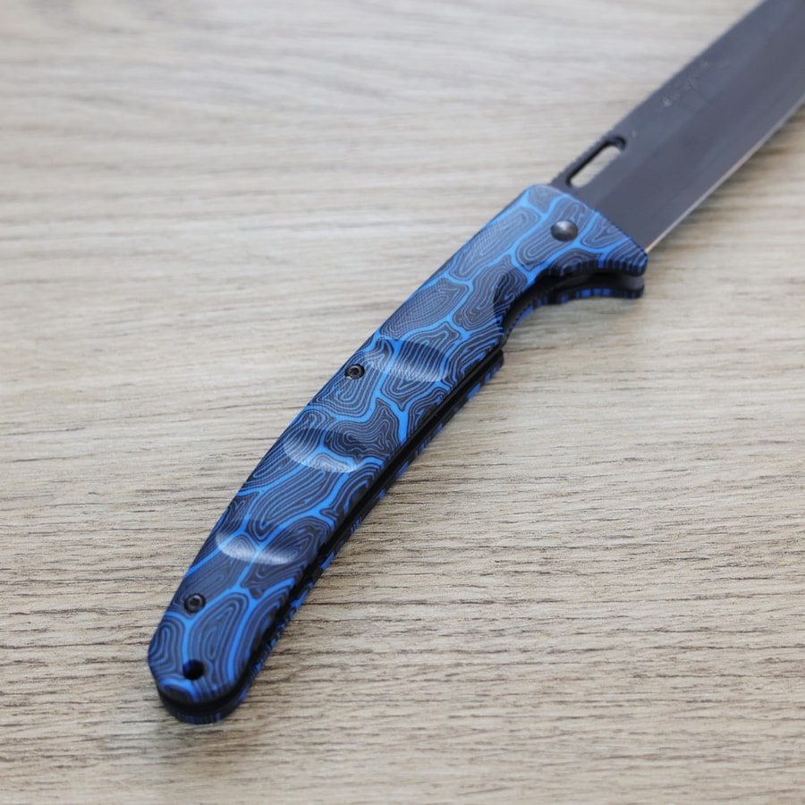 黑崎優 折疊刀 100mm 黑染 SG2粉末HSS鋼 藍綠/付皮套:圖片 4