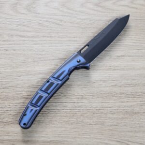 黑崎優 折疊刀 100mm 黑染 SG2粉末HSS鋼 藍/付皮套