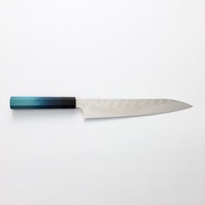 藍包丁 x 二唐刃物 筋引 240mm SG Strix粉末HSS鋼 鎚目大馬士革