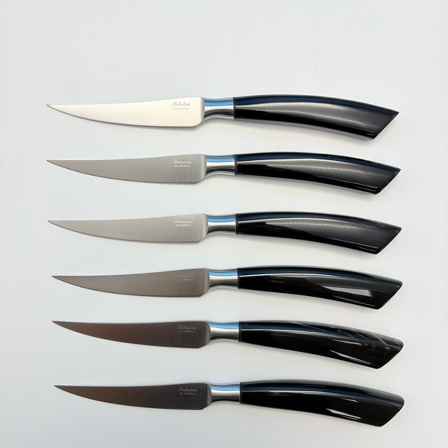 SALADINI 頂級手工黑牛角手柄牛排刀105mm 6把禮盒組 牛排刀 手工牛排刀 全長230mm:圖片 3