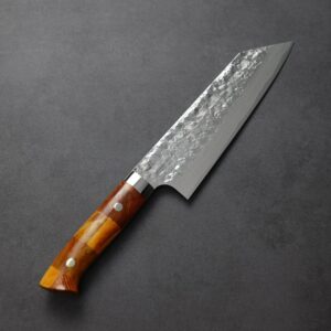 saji-b180-vg10da-1 佐治武士 文化 170mm VG10鋼 鎚目大馬士革 組子木柄
