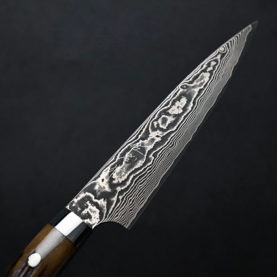 佐治武士 蔬果刀 150mm VG10鋼 黑染大馬士革 鹿角柄:圖片 4