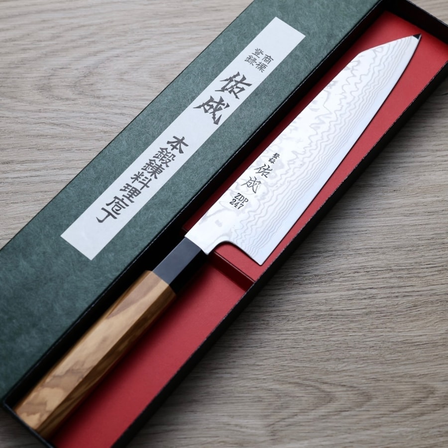 佑成 切付牛刀 210mm ZDP247粉末HSS鋼 大馬士革:圖片 2