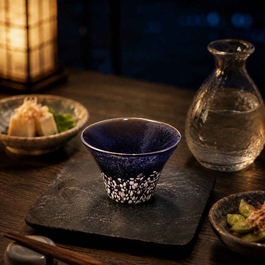 桜富士清酒杯 夜桜 居酒屋餐桌情境